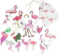 🦩 set of 18 diy embroidery flamingo patches - pink flamingo applique patches for jeans, clothes, jackets, dress, hats - sew/iron on patches - assorted decoration stickers kit with flamingo storage bag logo