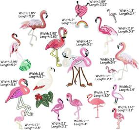 img 2 attached to 🦩 Set of 18 DIY Embroidery Flamingo Patches - Pink Flamingo Applique Patches for Jeans, Clothes, Jackets, Dress, Hats - Sew/Iron On Patches - Assorted Decoration Stickers Kit with Flamingo Storage Bag