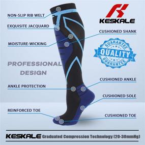 img 1 attached to 🧦 Keskale Graduated Compression Socks for Men & Women, 20-30 mmHg Knee High Support Stockings with Cushioning, Ideal for Medical and Athletic Use