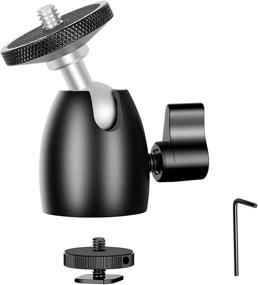 img 4 attached to 📷 Emart Mini Ball Head Tripod Mount | 1/4 inch Screw, Hot Shoe Base Adapter | 360° Rotatable Aluminum Ballhead with Lock for DSLR Camera, Light Stand, Monopod, Slider | Includes Hex Key Wrench
