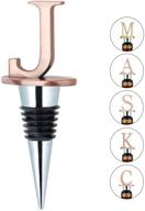 🍾 stainless steel letter wine stopper - silicone reusable wine and beverage bottle stopper, ideal for bar, kitchen, holiday party, wedding, preserve wine freshness (j) логотип