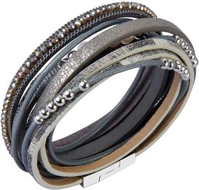 img 3 attached to Handmade Leather Wrap Bracelet for Women & 🎁 Girls - AZORA Stacking Cuff Bracelets - Perfect Gift