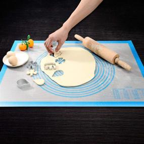 img 3 attached to 🥐 Effortless Baking with Folksy Super Kitchen's Nonstick Silicone Pastry Mat: Extra Large 28'' x 20'' with Measurements - Perfect for Silicone Baking, Rolling Dough, & Countertop Protection (Blue)