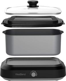 img 2 attached to 🥘 West Bend 87905 Versatility Slow Cooker Large Capacity Non-stick Dishwasher Safe Variable Temperature Control with Travel Lid & Thermal Carrying Case, 5-Quart, Silver