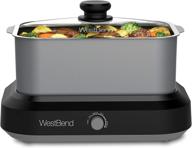 🥘 west bend 87905 versatility slow cooker large capacity non-stick dishwasher safe variable temperature control with travel lid & thermal carrying case, 5-quart, silver логотип