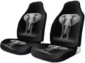 img 3 attached to 🐘 African Elephant Print Car Seat Cover Front Seats Full Set of 2 Vehicle Seat Protector – Fits Cars, Sedans, Trucks, SUVs, Vans