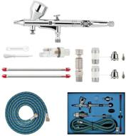 🎨 hubest professional dual action airbrush spray paint gun kit - complete set for art-and-craft projects, tattoos, model-railroad detailing, r/c car bodies, plastic kits - 0.2mm .3mm .5mm logo