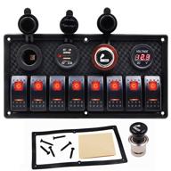 🚤 waterproof 8 gang boat rocker switch panel: marine toggle switches with usb charger, voltmeter, and circuit breaker - perfect for car truck with red led light логотип