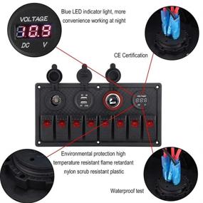 img 1 attached to 🚤 Waterproof 8 Gang Boat Rocker Switch Panel: Marine Toggle Switches with USB Charger, Voltmeter, and Circuit Breaker - Perfect for Car Truck with RED LED Light