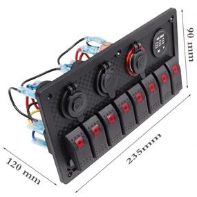 img 3 attached to 🚤 Waterproof 8 Gang Boat Rocker Switch Panel: Marine Toggle Switches with USB Charger, Voltmeter, and Circuit Breaker - Perfect for Car Truck with RED LED Light