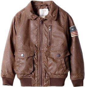 img 2 attached to 🧥 ZPW Kids Faux Leather Flight Bomber Aviator Jacket with Detachable Faux Fur Collar