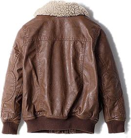 img 3 attached to 🧥 ZPW Kids Faux Leather Flight Bomber Aviator Jacket with Detachable Faux Fur Collar