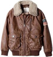 🧥 zpw kids faux leather flight bomber aviator jacket with detachable faux fur collar logo