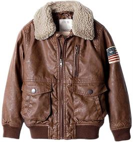 img 4 attached to 🧥 ZPW Kids Faux Leather Flight Bomber Aviator Jacket with Detachable Faux Fur Collar