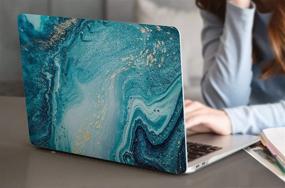 img 2 attached to Dongke Crystal Clear Hard Shell Cover for MacBook Air 13-inch 2019 2018 Release A1932 with Retina Display & Touch ID - Abstract Ocean