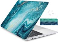 dongke crystal clear hard shell cover for macbook air 13-inch 2019 2018 release a1932 with retina display & touch id - abstract ocean logo