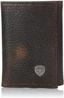 👨 ariat men's rowdy tri fold brown wallet: sleek and durable essential for everyday use logo