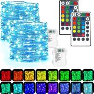 🧚 fairy string lights battery operated, 2 pack 50 leds - 16 colors sliver wire lights - remote control - christmas decoration логотип