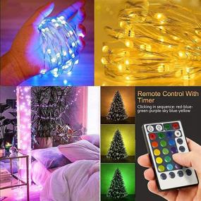 img 2 attached to 🧚 Fairy String Lights Battery Operated, 2 Pack 50 LEDs - 16 Colors Sliver Wire Lights - Remote Control - Christmas Decoration