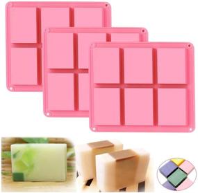 img 4 attached to 🧼 Ozera 3 Pack Silicone Soap Molds - Create 6 Perfectly Shaped Soap Bars, Ideal for Soap Making and Baking