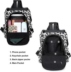 img 2 attached to Backpack Leopard Shoulder Daypack Leopard Brown Women's Handbags & Wallets