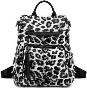 img 4 attached to Backpack Leopard Shoulder Daypack Leopard Brown Women's Handbags & Wallets