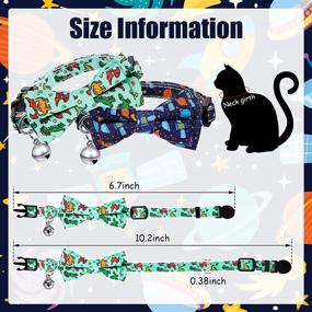 img 3 attached to 4-Piece Sadnyy Universe Dinosaur Breakaway Cat Collar Set with Cute Bow Tie and Bell - Adjustable Safety Pet Collar with Universe Dinosaur Pattern for Kitten Kitty Cat - 4 Styles