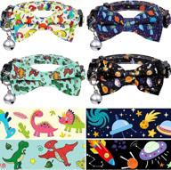 4-piece sadnyy universe dinosaur breakaway cat collar set with cute bow tie and bell - adjustable safety pet collar with universe dinosaur pattern for kitten kitty cat - 4 styles logo