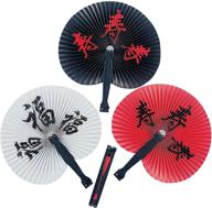 🎎 vibrant chinese character fans: fun express party supplies - favors - set of 12 fans логотип