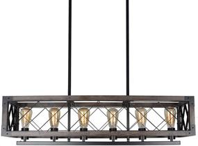 img 2 attached to Bizinlumin Long Wood Rectangle Cage Kitchen Island Chandelier Light - Metal Farmhouse Dining Room Lighting Rustic Industrial Billiard Pool Table Edison Light Fixture with 6 E26 Lights (BY19005)