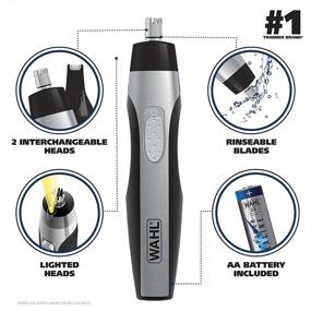 img 3 attached to 💡 WAHL Lighted Ear Nose Brow Clipper: Pain-Free Facial Hair Trimmer for Men and Women - Battery Operated Groomer, Black/Silver