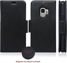 img 3 attached to 📱 Navor Universal Car Mount & Detachable Magnetic Wallet Case with RFID Protection: Samsung Galaxy S9 [Vajio Series] - Black