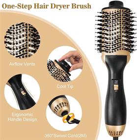 img 2 attached to 💇 HIPPIH Hair Dryer Brush: 4-in-1 Ceramic Styler for Straightening, Drying, Curling, and Frizz Reduction