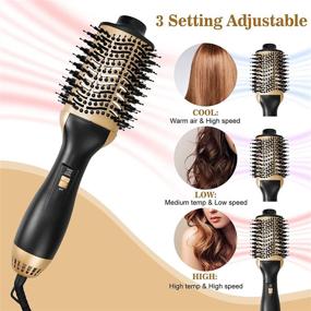 img 1 attached to 💇 HIPPIH Hair Dryer Brush: 4-in-1 Ceramic Styler for Straightening, Drying, Curling, and Frizz Reduction