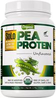🌿 solo organic pea protein powder - canada grown peas, low sodium, 100% vegan, non-gmo, unflavored plant based protein powder with bcaa - keto & paleo friendly, easy to digest - no additives (2.7 lbs) logo
