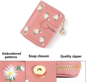 img 2 attached to 👛 Ecohaso Small Women's Wallet: Compact Bifold Leather Pocket Wallet with Zipper Coin Purse and Daisy Pendant (Pink)