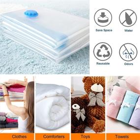 img 3 attached to 🌬️ Jumbo Vacuum Storage Bags: Space-Saving Solutions for Comforters, Clothes, Pillows, Beddings, Blankets - Double Zip Lock Seal, Leak Valve, Free Travel Hand Pump Included (4-Pack - 40x27.5 inches)