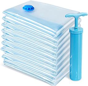 img 4 attached to 🌬️ Jumbo Vacuum Storage Bags: Space-Saving Solutions for Comforters, Clothes, Pillows, Beddings, Blankets - Double Zip Lock Seal, Leak Valve, Free Travel Hand Pump Included (4-Pack - 40x27.5 inches)