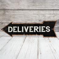vintage delivery sign - left arrow for package drop off - 📦 ideal for business packages and parcels - metal plaque 5x17 - item code: 205170004019 logo