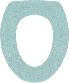 img 4 attached to 🚽 COSTUBE Bathroom Soft Thicker Warmer, Washable Cloth Toilet Seat Cover, Stretchable Toilet Seat Pads for Winter - Green