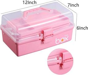 img 3 attached to 🎨 Kinsorcai 12'' Clear Plastic Storage Tool Box with Three Layers - Multipurpose Organizer and Portable Handled Storage Case for Art Craft, Cosmetic, and More (Pink)