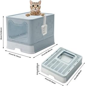 img 1 attached to 🐱 Foldable Top Entry Covered Cat Litter Box with Scoop - TWSOUL Cat Litter Box: Easy to Clean, Odor-Free, in Blue