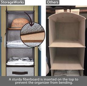 img 1 attached to 🗄️ Fabric Hanging Closet Organizer with 6 Shelves - Brown and Gray Mix, 12”W x 12”D x 42”H