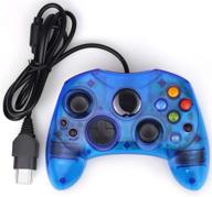 sapphire blue xbox classic controller s-type: wired gamepad for xbox s type console logo