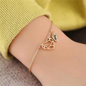 img 3 attached to 🌸 Stylish MONOOC Dainty Compass Bracelet: 14K Gold Plated Lotus Infinity Charm, Perfect Graduation Gift for Women & Girls