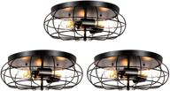 💡 stylish and functional: vintage semi flush mount ceiling light - 3 pack ledmo, industrial metal cage light fixture with 3 lights логотип