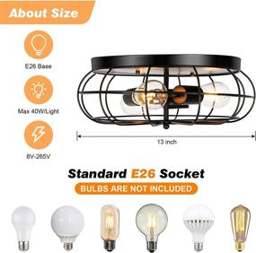 img 3 attached to 💡 Stylish and Functional: Vintage Semi Flush Mount Ceiling Light - 3 Pack LEDMO, Industrial Metal Cage Light Fixture with 3 Lights