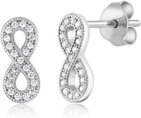 img 4 attached to Sparkle in Elegance: Gem Stone King 925 Sterling Silver Infinity Shape Stud Earrings Set with Zirconia