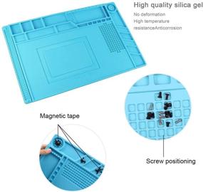 img 2 attached to Blue Silicone Repair Mat: Large Heat Insulation Mat for Soldering Iron, Phone and Computer Repair, Heat Gun, Electronics Disassembly (17.79''×11.69'')