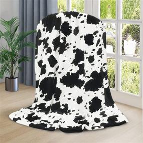 img 4 attached to 🐮 Wish Tree Cow Blanket: Stylish Black and White Cow Print Throw Blanket, Lightweight Fleece, Perfect for Couch and Sofa. Western-themed Bedroom Decor. Ideal Cow Gift for Birthdays and Christmas.